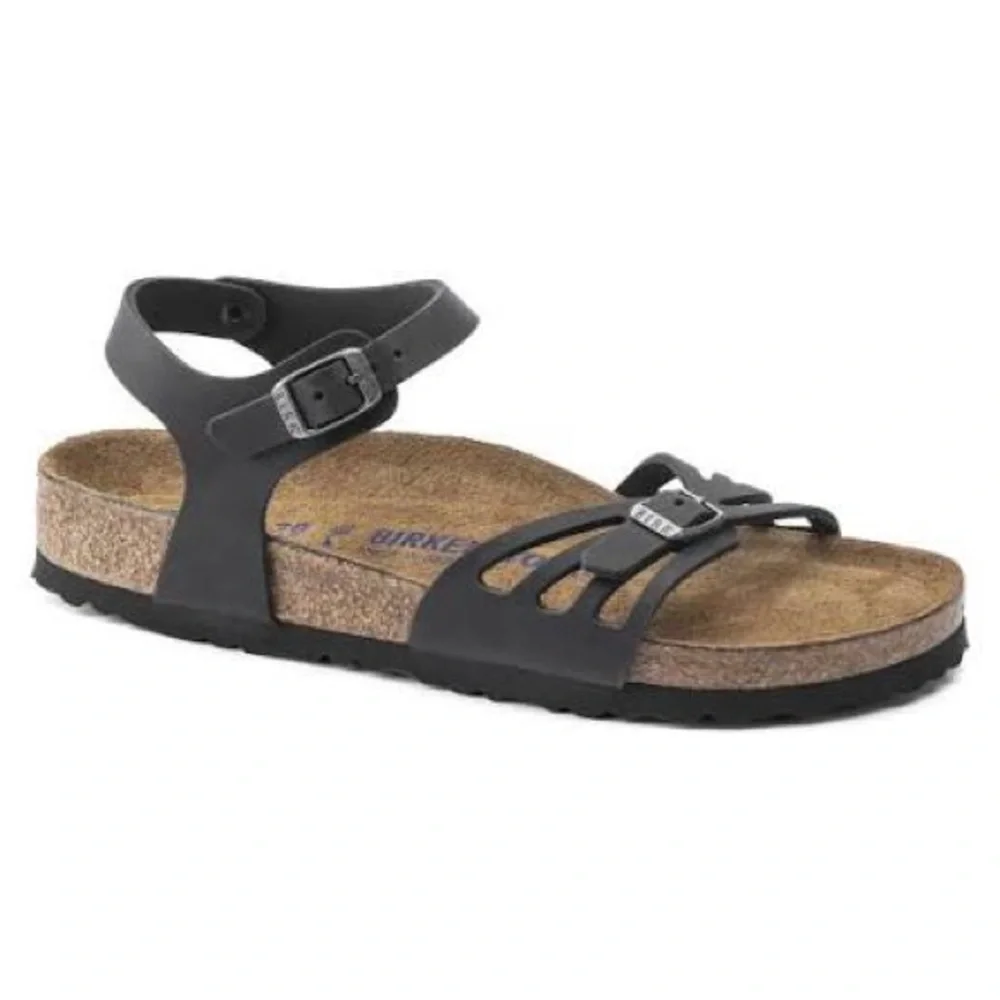 Birkenstock Bali Soft Footbed Sandals Black Oiled Leather 39 Regular Women Sz 8 - Picture 13 of 15